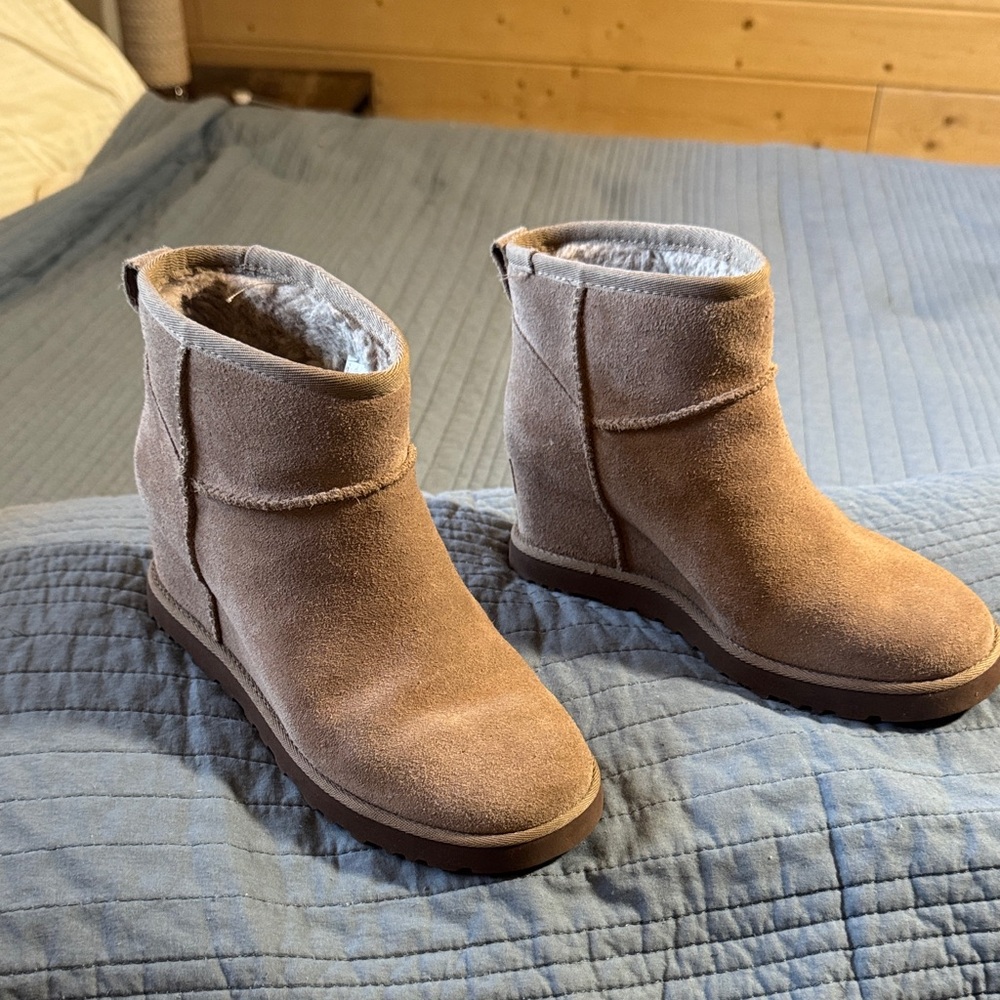 UGG Chestnut Suede Ankle Boots with Plush Lining